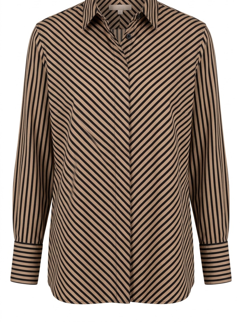 Chico’s Striped Button-Up Blouse in Tan and Black #170